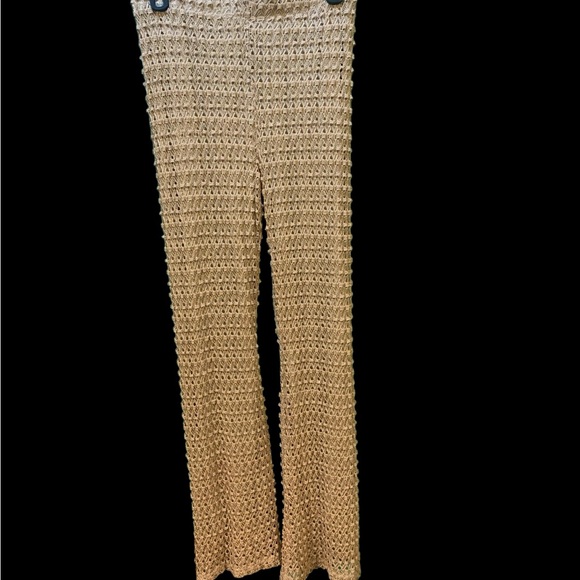 Casting Pants - French Made Gold Tan Crochet Flare Pants